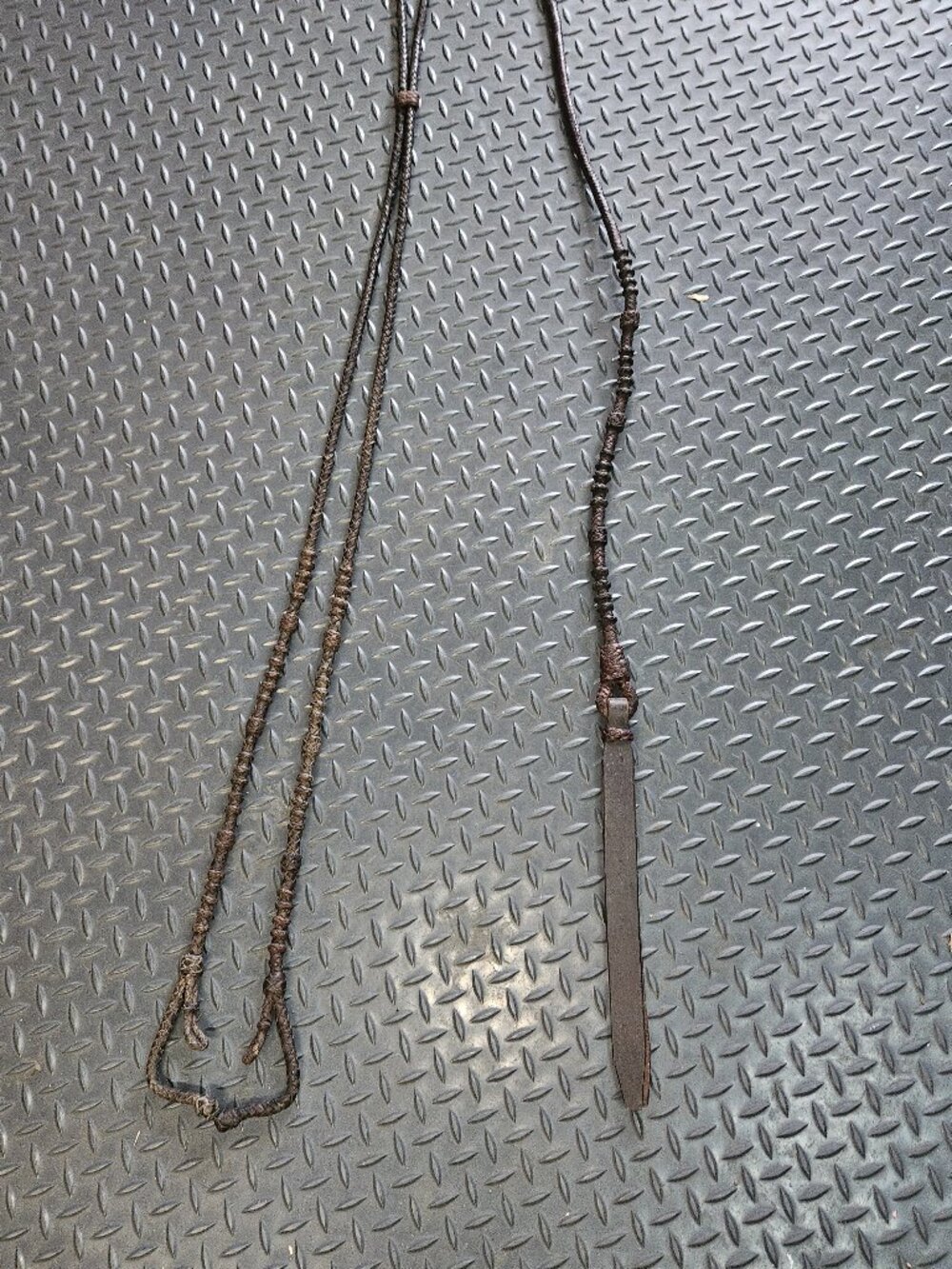BRAIDED LEATHER ROMEL REINS WITH QUIRT {93-8}